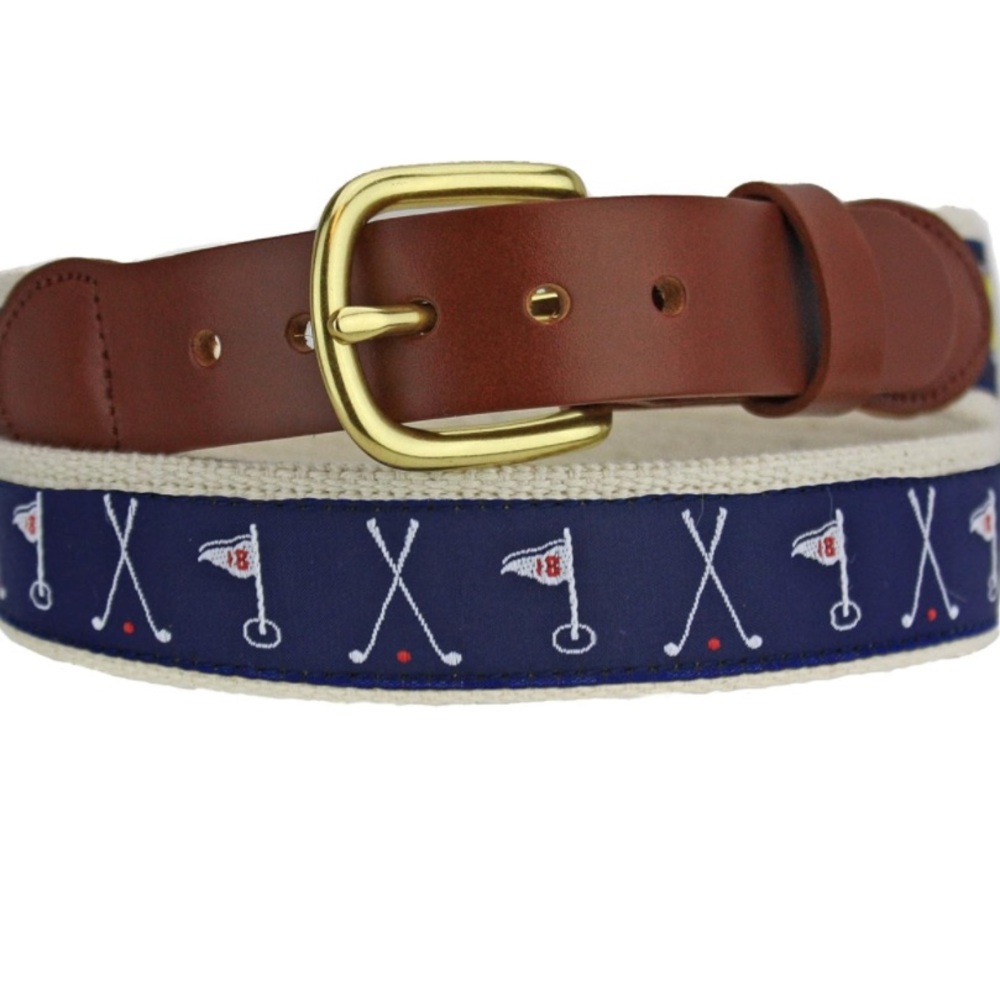 Leather Man Ltd Golf Club Belt brass buckle